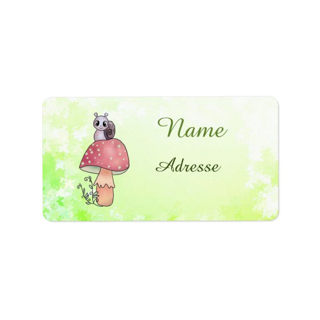 Étiquette Schnecke mit Pilz, (Devant)