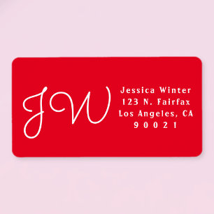 Étiquette Script blanc sur rouge/do-it-yourself Adresse de r