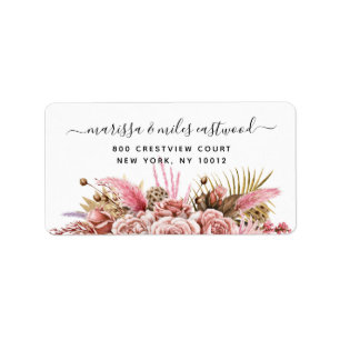 Étiquette Script Newlyweds Floral Return Address Label