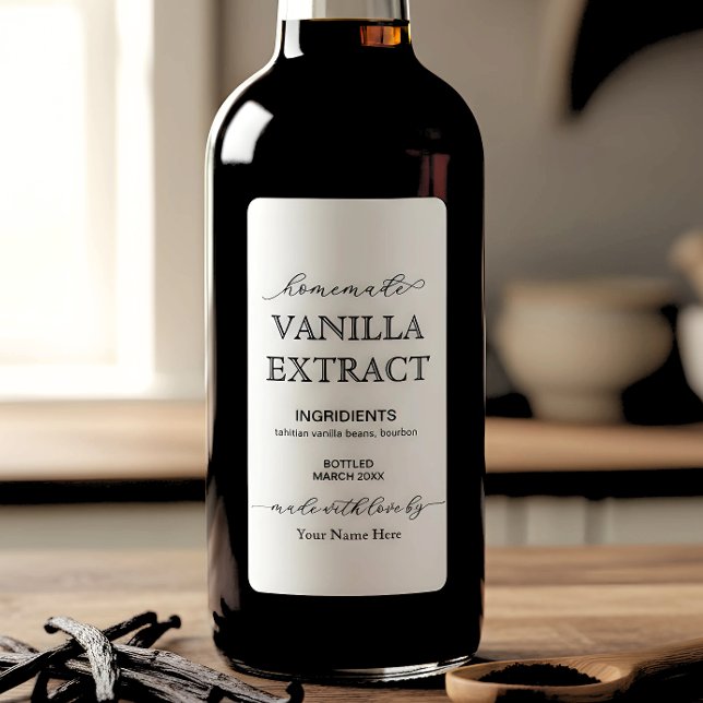 Étiquette Script Personnalisé Maison de Vanille Extrait Étiq (Créateur téléchargé)