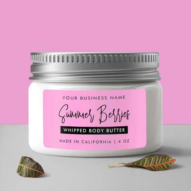 Étiquette Script tendance Rectangle de jarre de soins de la  (Trendy Script Girly Pink Skincare Jar Rectangle Label)