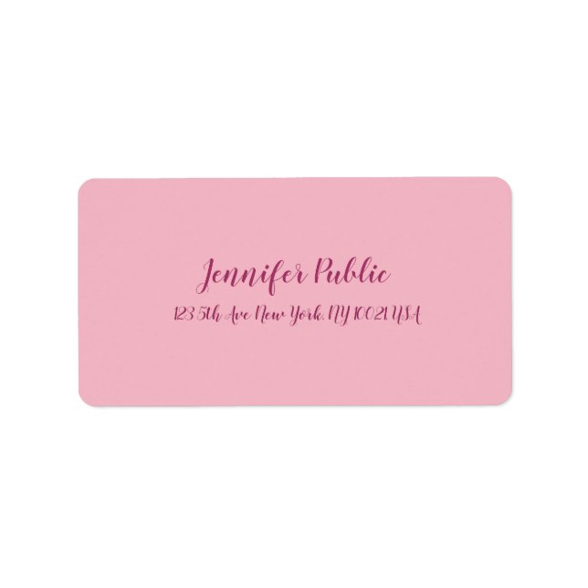 Étiquette Script Texte Moderne Élégant Rose Simple Modèle (Devant)