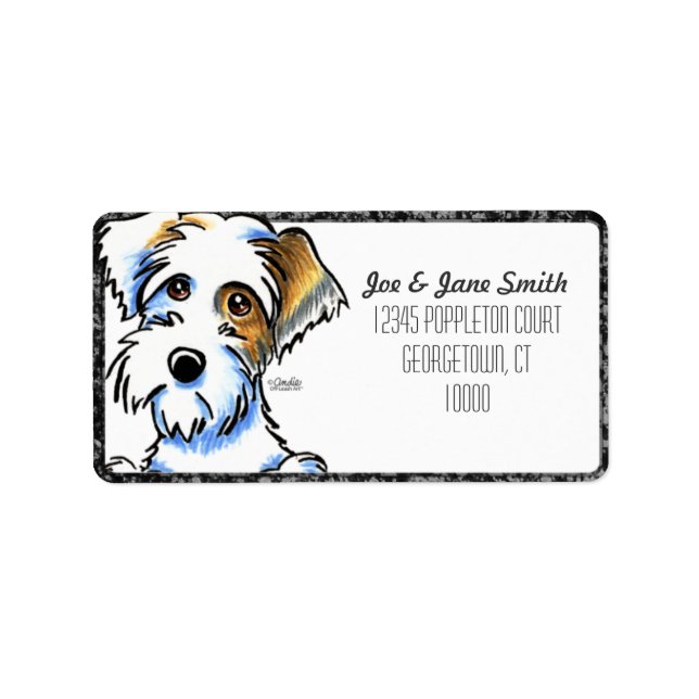 Étiquette Sealyham Terrier Badger Off-Leash Art™ BK Pencil (Devant)