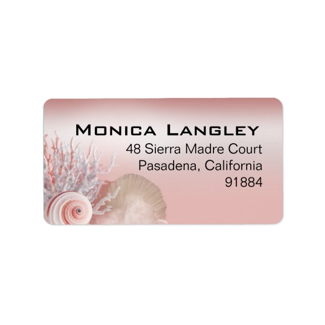 Étiquette Seashell Dreams Beach Wedding rose (Devant)