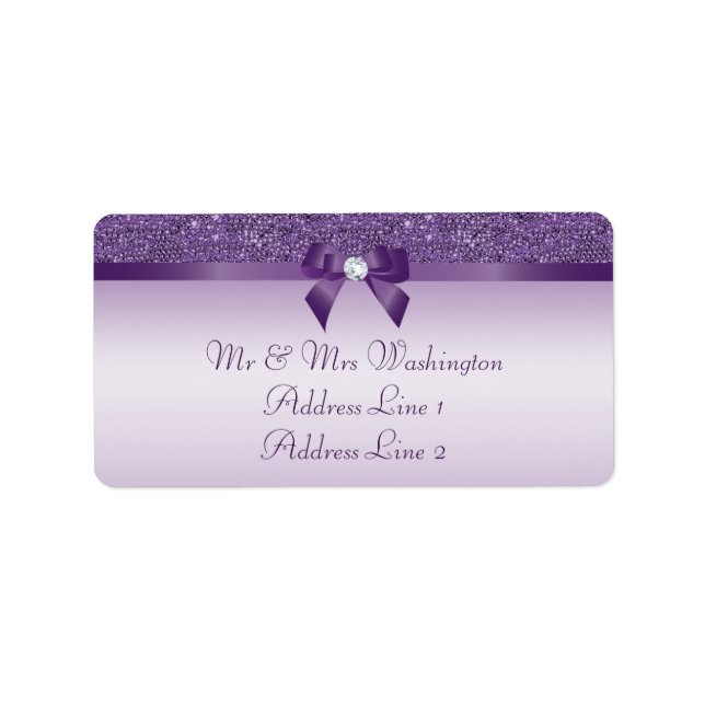 Étiquette Séquences violettes Faux Bow Ribbon Diamond (Devant)