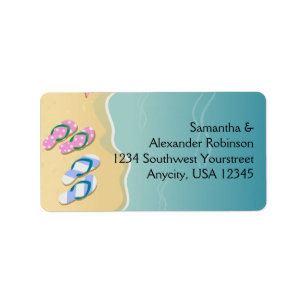 Étiquette Ses tongs sur le mariage sur la plage