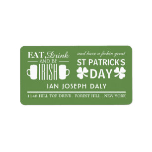 Étiquette Shamrock et bière irlandaise St Patrick's Day
