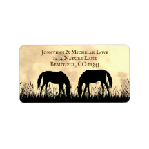 Silhouette Horses Grading in Field Sunset Adresse