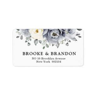 Étiquette Silver Grey Ivory Floral hiver Rustique Mariage