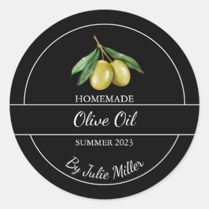 Étiquette simple à l'huile d'olive maison Noir