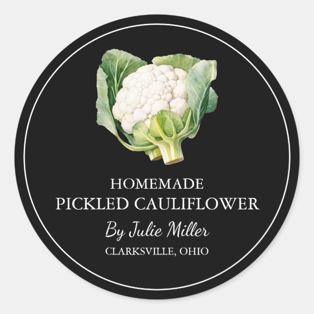 Étiquette simple au chou-fleur cueilli maison (Devant)
