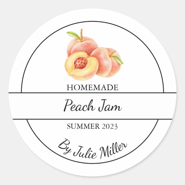 Étiquette simple de confiture de pêche maison (Devant)