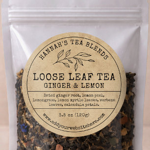 Étiquette Simple et Rustique de Thé aux Herbes ave
