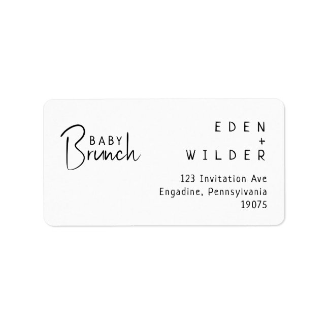 Étiquette Simple moderne Brunch bébé RSVP Adresse de retour (Devant)