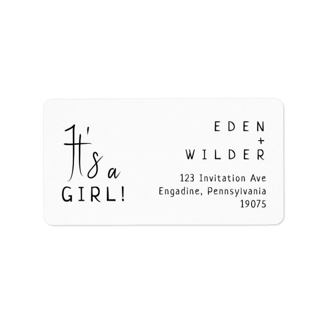 Étiquette Simple moderne C'est une fille RSVP Adresse de ret (Devant)