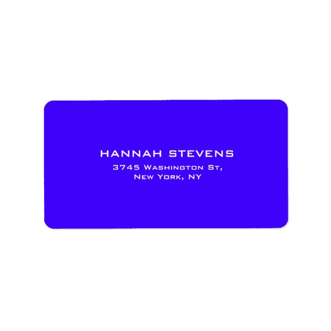 Étiquette Simple Plain Ultramarine Bleu Élégant Moderne (Devant)