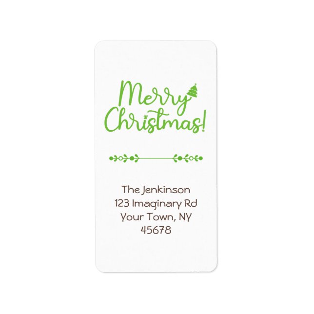 Étiquette Simple Script Joyeux Noël sur Adresse Blanche (Devant)