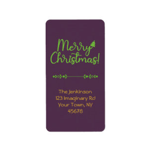 Étiquette Simple Script Joyeux Noël sur Adresse Violet