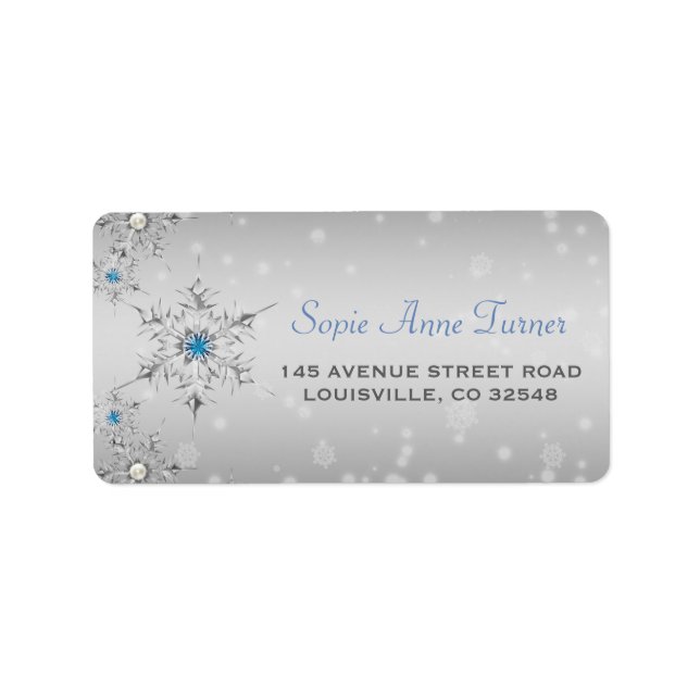 Étiquette Snowflakes en argent Crystals Mariage perles en ar (Devant)