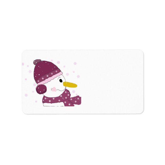 Étiquette Snowman en Casquette violet et écharpe (Devant)