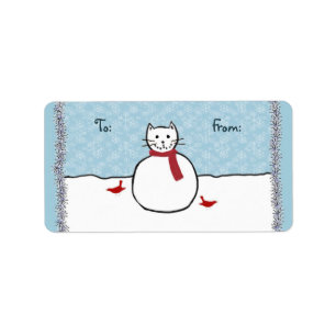 Étiquette Snowman Kitty Christmas Cadeaux Tags