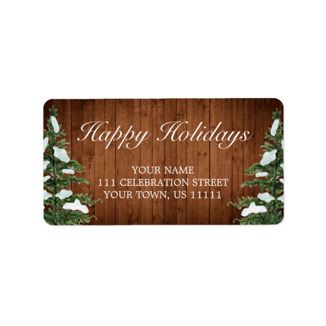 Étiquette Snowy Wood & Forest Rural Happy Holidays Adresse (Devant)