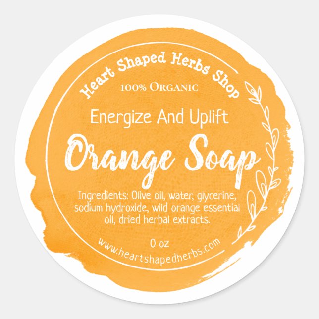 Étiquette Soap Orange Personnalisé (Devant)