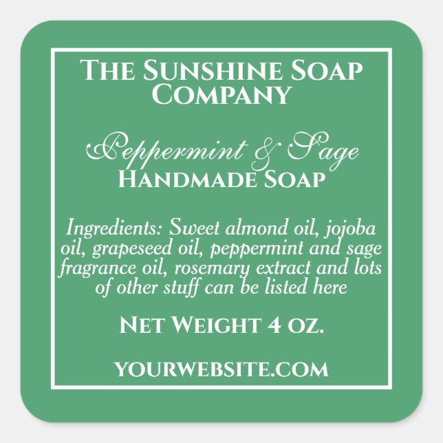 Étiquette soap vert simple et blanc (Devant)