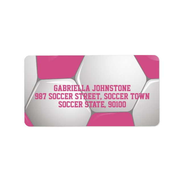 Étiquette Soccer Ball Pink and White (Devant)