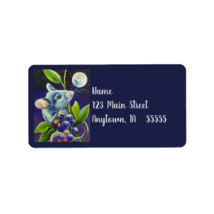 Étiquette Soirée d'été Souris Lune & Berries Aquarelle Art