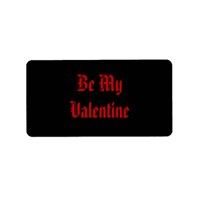 Étiquette Sois Ma Saint-Valentin. Saint Valentin. Noir rouge (Devant)