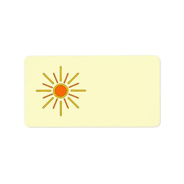Étiquette Soleil d'été. Jaune et orange. (Devant)