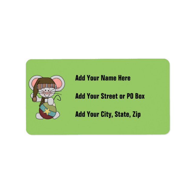 Étiquette Souris de Noël avec l'ornement (Devant)