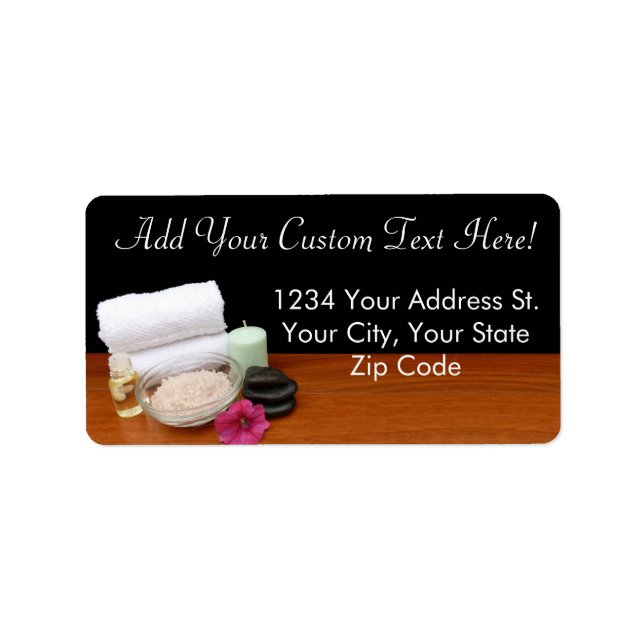 Étiquette Spa/Massage/Pedicure Salon Scène Noir/Couleur (Devant)