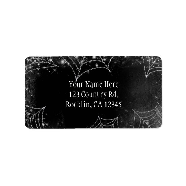 Étiquette Sparkling Spiderwebs Halloween Party Invitation (Devant)