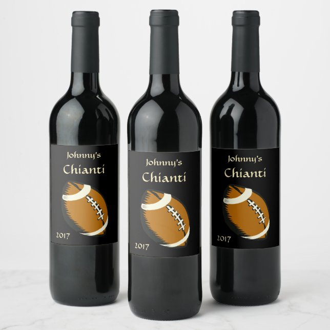 Étiquette sportif de football noir et Brown (Bouteilles)