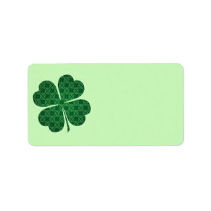 Étiquette St patrick Lucky Four Leaf Motif de trèfle vert