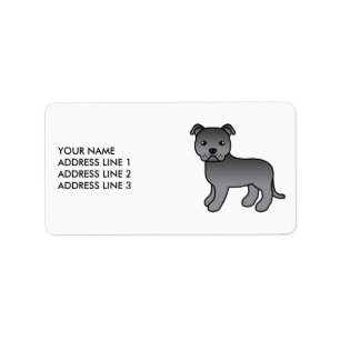 Étiquette Staffie anglais bleu Chien de dessin animé mignon 