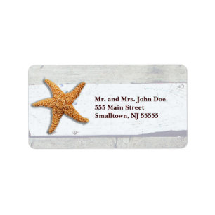 Étiquette Starfish Rustic Beach Board Nautique