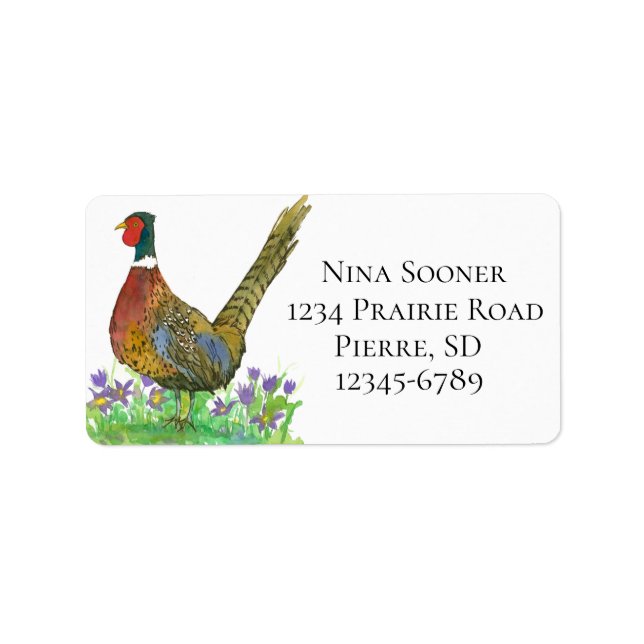 Étiquette State Bird of South Dakota Pheasant Adresse de ret (Devant)