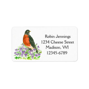 Étiquette State Bird of Wisconsin Robin Adresse de retour