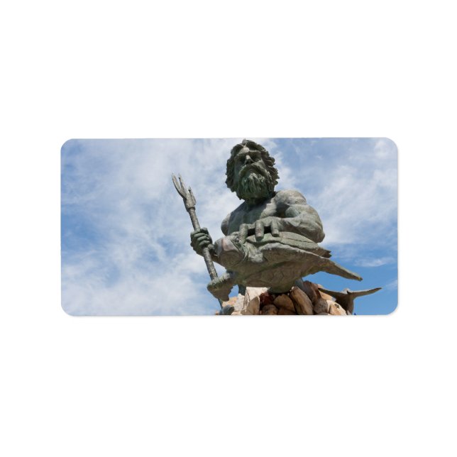Étiquette Statue de la plage du roi Neptune Virginia (Devant)