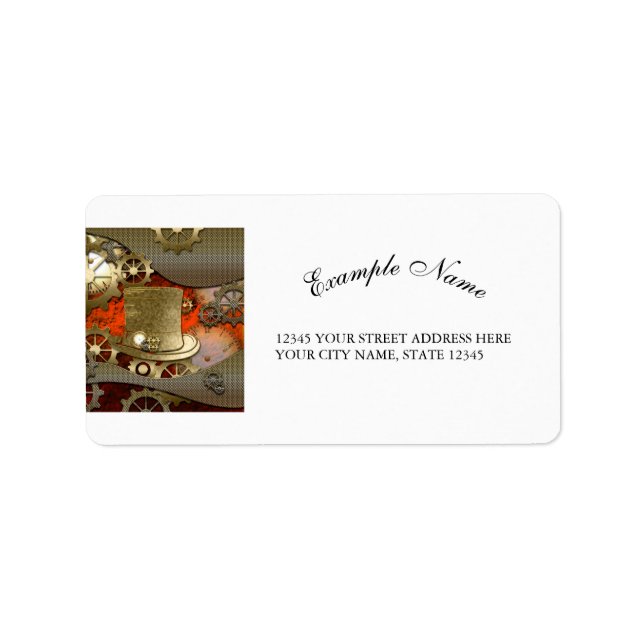 Étiquette Steampunk sorcière casquette horloges et engrenage (Devant)