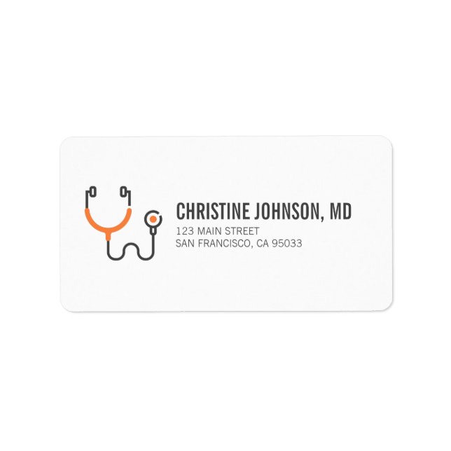 Étiquette Stethoscope Médicale | Adresse de retour de l'infi (Devant)