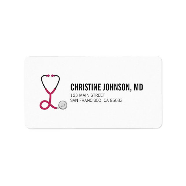 Étiquette Stethoscope Médicale | Adresse de retour de l'infi (Devant)