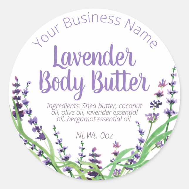 Étiquette Sticker Pour Beurre Corps Lavande Maison (Devant)