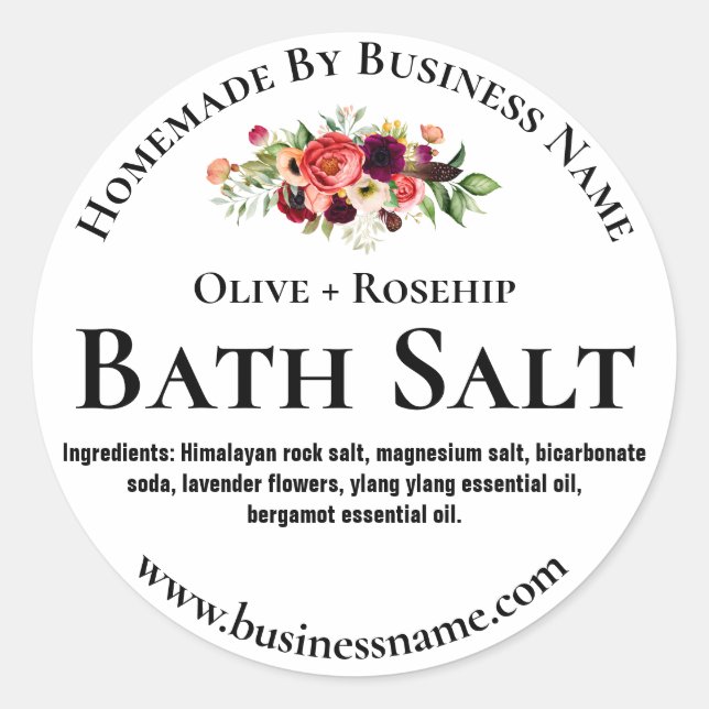 Étiquette Sticker Pour Sel Bain Maison (Devant)