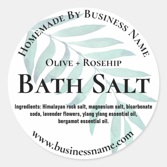 Étiquette Sticker Pour Sel Bain Maison (Devant)
