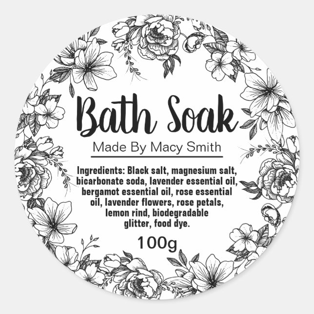 Étiquette Sticker Pour Sel Bain Maison (Devant)