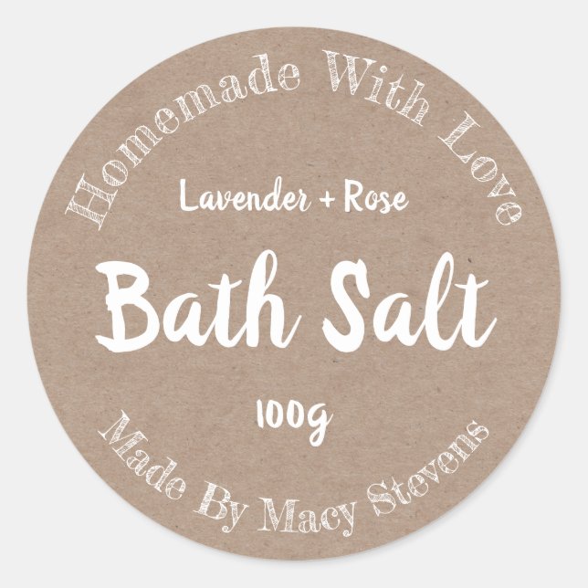 Étiquette Sticker Pour Sel Bain Maison (Devant)